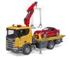 Toy Tow Truck Bruder Scania Super R Yellow with Removable Roof Roadster Model BR03552