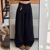 Black Big Yards Loose Jeans Women's Meat Covering Folded Texture Design Sense of Dragging The Ground Wide-legged Straight Trousers Long Denim Pants