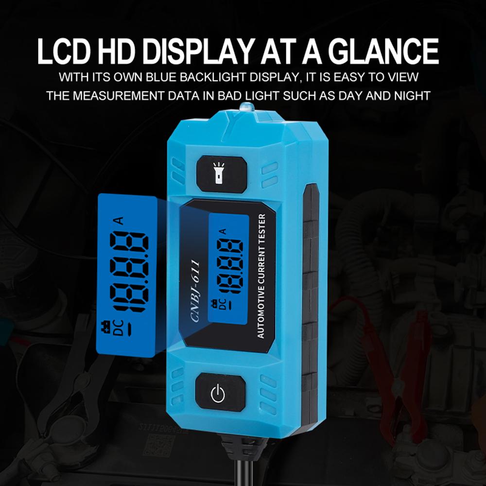 Automobile Current Tester with Backlight LCD Display LED Light Car Gauge for Current Detection