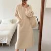 Autumn and Winter Women's Sweatshirt Dress Mid-Length Hooded Knit Dresses Fashion Casual Sweatshirt Pockets French Plus Size Sweater Dresses