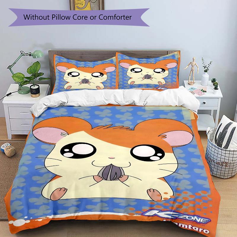 3pcs Hamtaro Duvet Cover Set - Machine Washable, Includes 1 Duvet Cover and 2 Pillowcases, No Core Included yy251022195