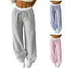 Женские брюки, повседневные брюки с широкими штанинами, эластичный пояс, регулируемый шнурок, полосатый дизайн