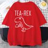 Men Women T-Shirts Tea Rex Funny Dinosaur Drink Coffee T Shirts Fashion Casual TShirt Breathable Streetwear Tops Tee Shirt