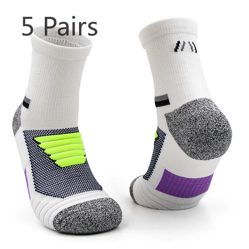 5 пар мужских длинных носков с полотенцем Professional Elite Sweat Absorbing Anti-slip Sports Mid-Socketball Socks