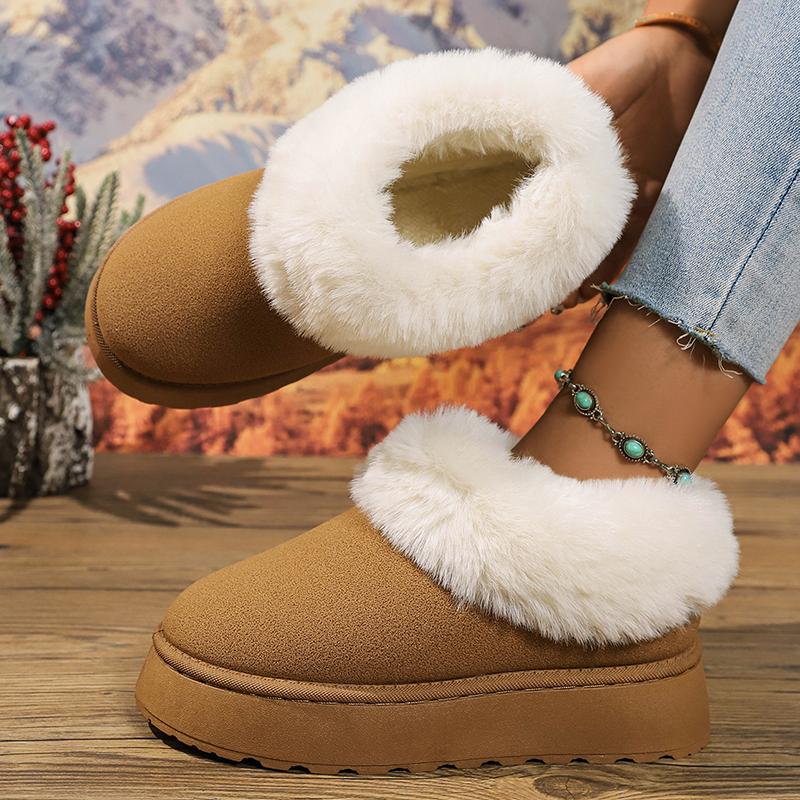 Fashion Winter Thicken Plush Warm Snow Boots for Women Plus Size 36-43 Non Slip Cotton Padded Shoes Woman faux fur platform Ankle Boots