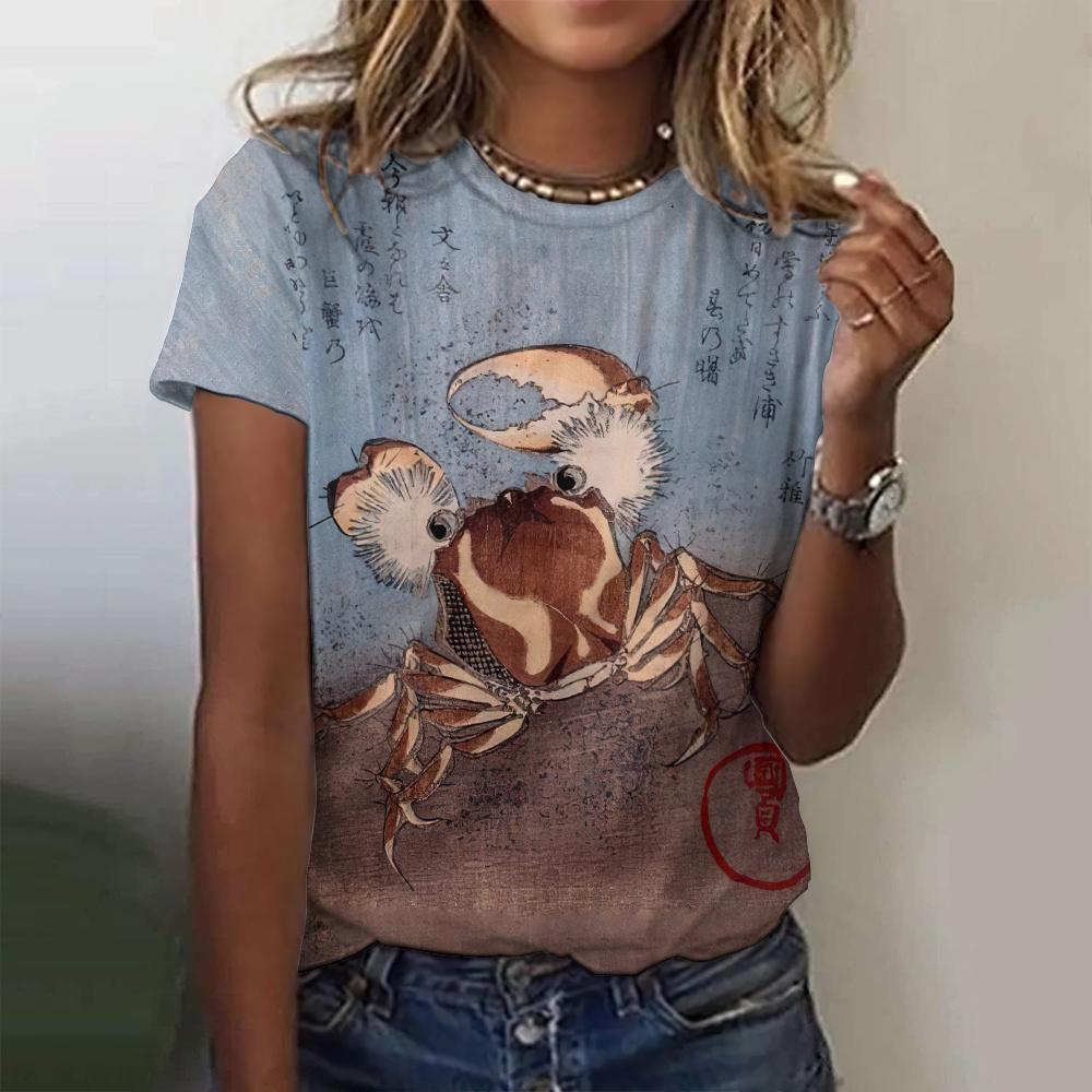 2024 Fashion Printed Cartoon Pattern Women's T-shirt Street Comfortable Loose Casual Round Neck Short Sleeve Top