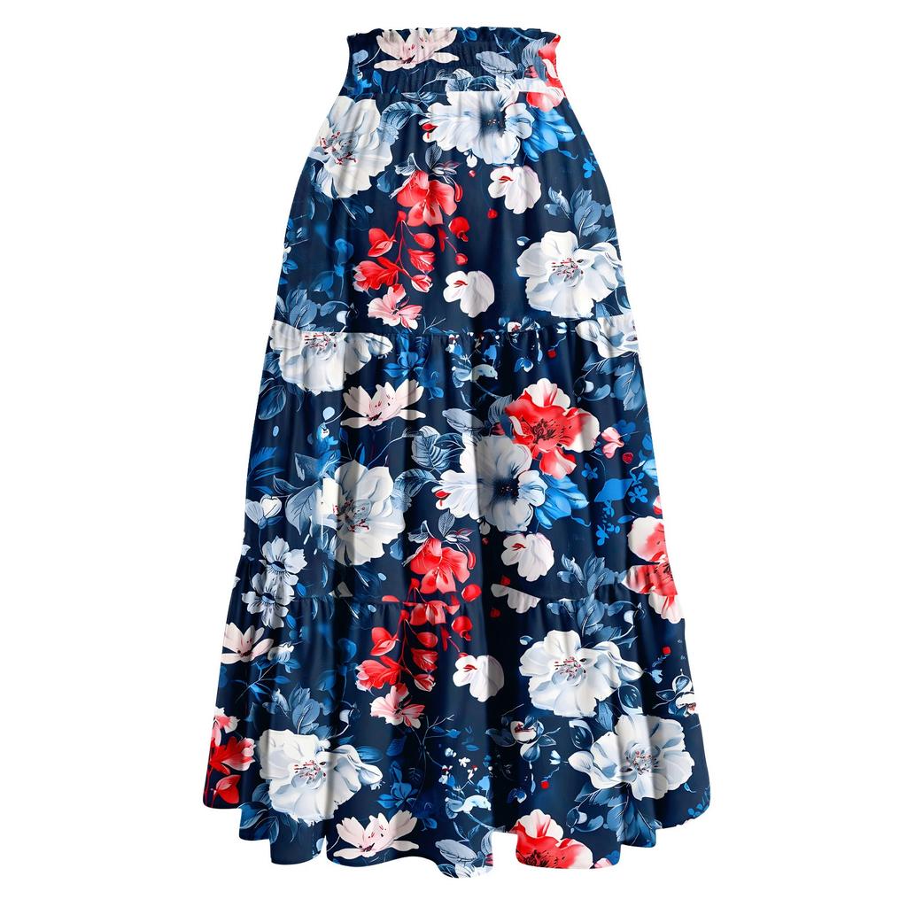 Женская весенняя повседневная длинная юбка с оборками, однотонная юбка, ретро-юбка в складку