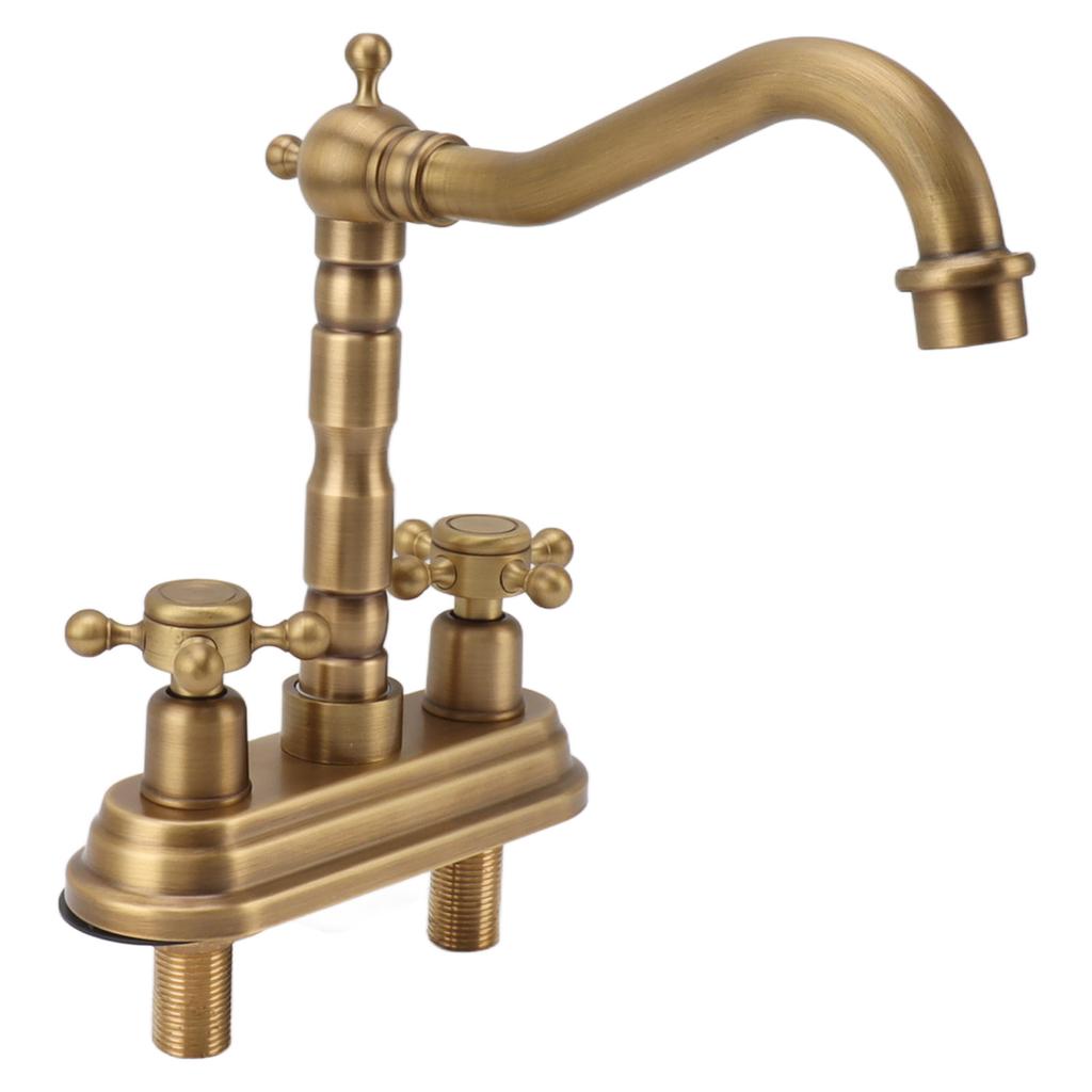 G1/2 Sink Faucet Antique 2 Handle Hot Cold Water Full Copper Basin Mixer Tap for Kitchen Bathroom