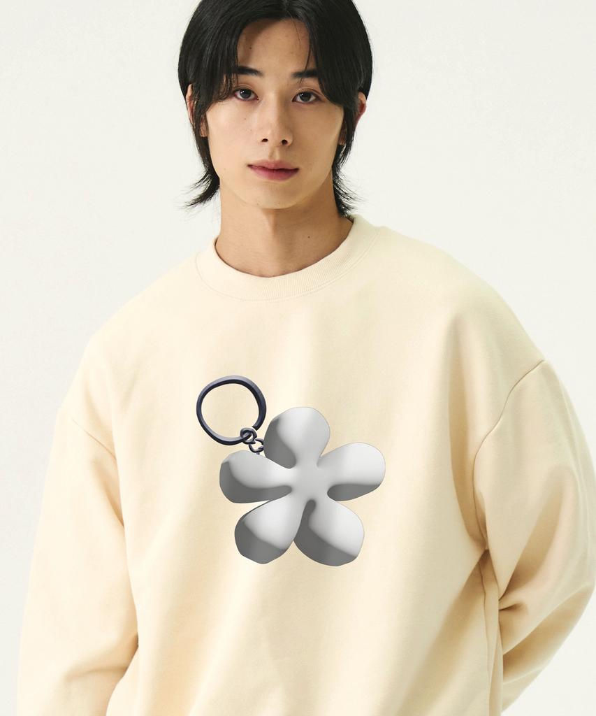 GRAVER [Unisex] Flower Keyring Sweatshirt_Cream