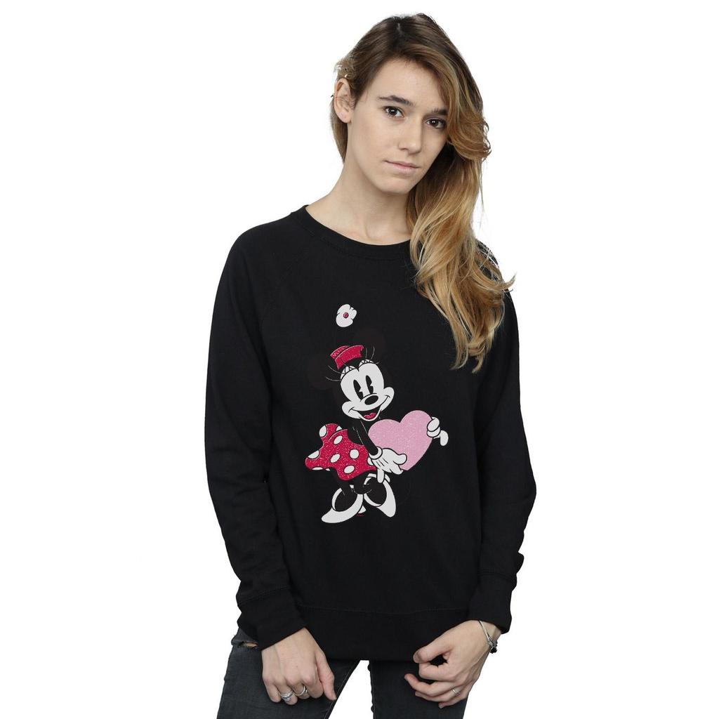 Disney Womens/Ladies Minnie Mouse Love Heart Sweatshirt