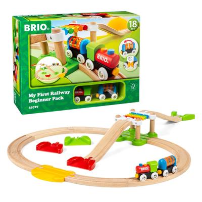 BRIO Деревянная железная дорога Обучающая игрушка Мой первый набор для начинающих [Всего 18 деталей] Рекомендуемый возраст от 1,5 лет 33727 Подарок на день рождения Рождество