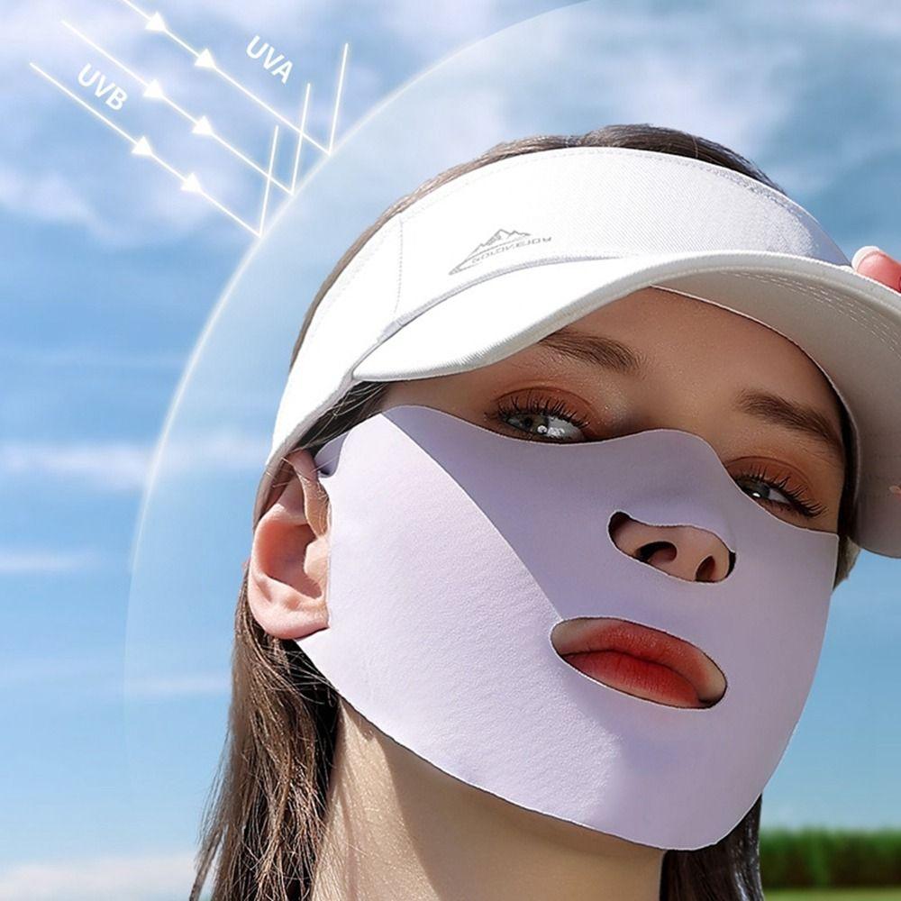Solid Color Silk Scarf Outdoor Sunscreen Mask Ice Silk Face Scarf Sunscreen Veil Anti-uv Face Cover