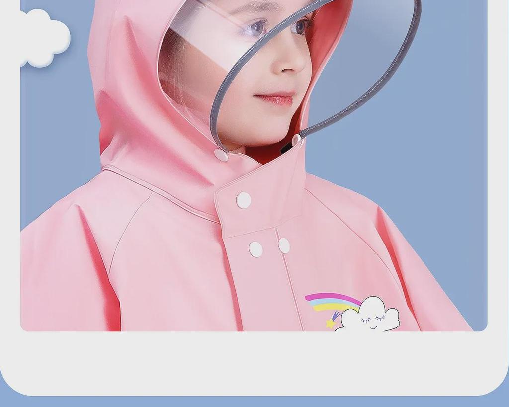 Kids' Thickened and Lengthened Raincoat with Backpack Space for Primary School Students