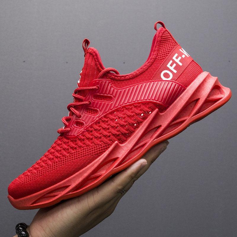 Мужская спортивная обувь обувь из сетки Flyknit модная спортивная обувь с подошвой-лезвием для бега сетчатая дышащая повседневная мужская обувь