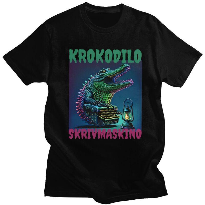 Mens Krokodilo Skrivmaskino Funny Swedish Brainrot Meme T Shirts Short Sleeve 100 Cotton TShirt Loose Fit Summer Tyle Clothing