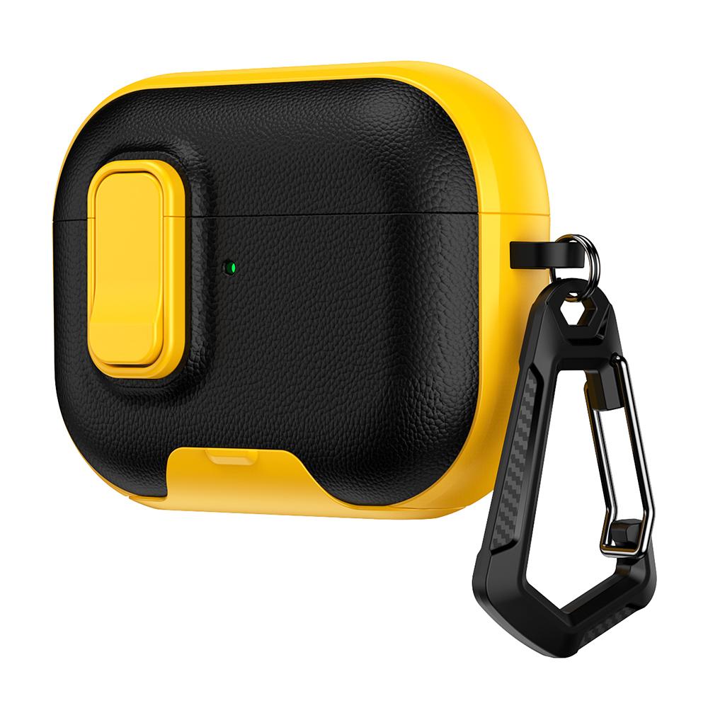 Чехол для AirPods Pro 3 с подставкой, двухцветной текстурой, из ТПУ + ПК, крышка для наушников с застежкой-пряжкой и карабином