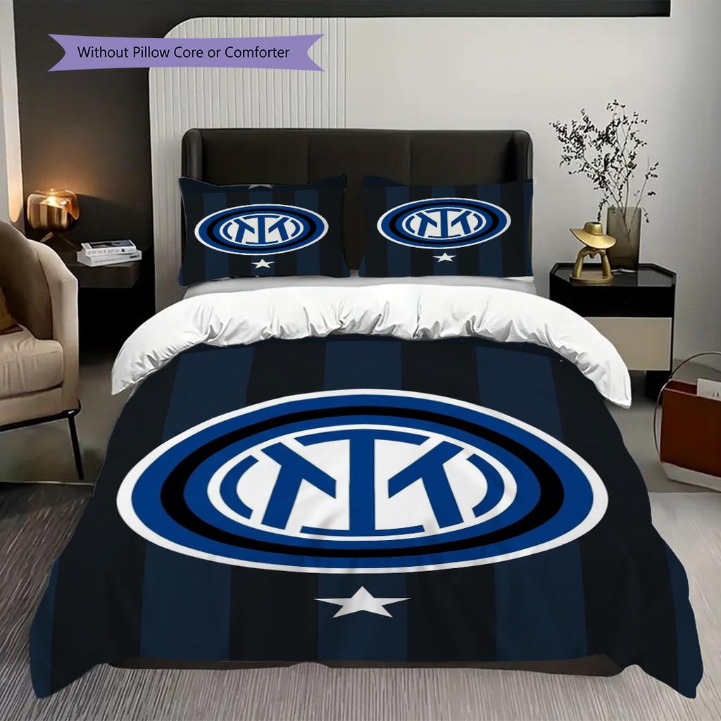 Inter Milan Emblem Background Bedding (1 * duvet cover + 2 * pillowcase, without core) Duvet cover and pillowcase Bedding set Christmas birthday gift