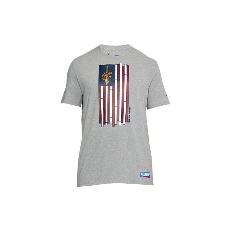 Under Armour Футболка с коротким рукавом и круглым вырезом, мужская, серая, с рисунком баскетбольной команды 1304482-335