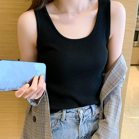 Женская майка без рукавов с круглым вырезом в рубчик, дышащая, облегающая, однотонная, летняя, женская, базовая, повседневная, майка-майка, повседневная одежда