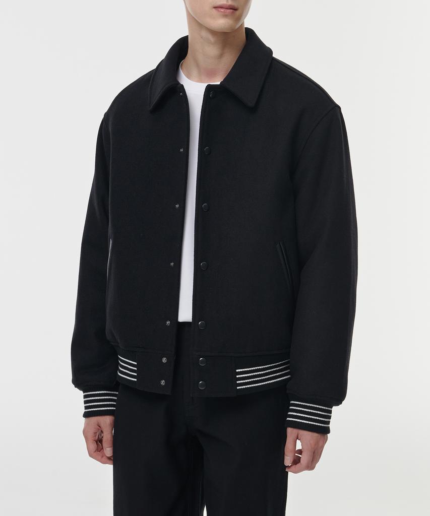 Musinsa Standard Wool Blend Collared Varsity Jacket [Black]