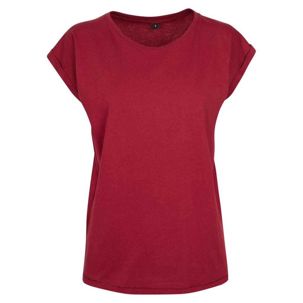 Build Your Brand Womens/Ladies Cotton Extended Shoulder T-Shirt
