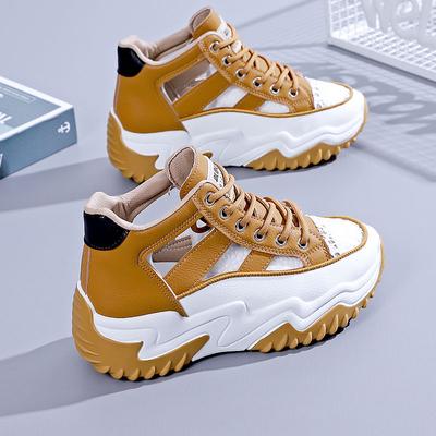 Женские элегантные дышащие туфли с перфорацией, летние роскошные женские сандалии, уличный стиль, повседневные кроссовки на платформе