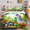 Jungle Animal Friends Playset Exquisite Three-Piece Bedding Set Gift For Kids And Adults