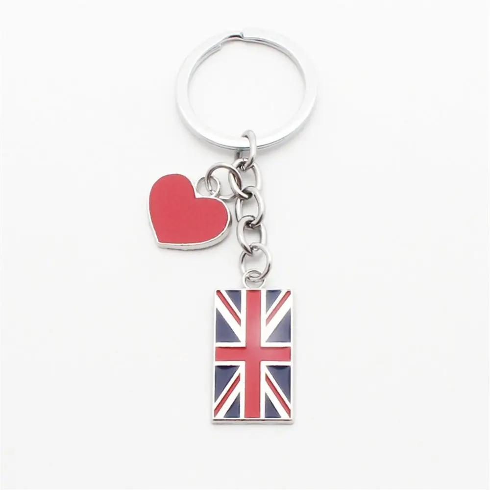 Bag Purse Charm Excellent Quality Key Chain UK Flag Keychain Union Jack Keyring GB British Flag Heart Pendant