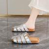 Fashion 2025 Summer Thick Bottom Soft Sole Retro Style Pure Color Women's Slippers Comfortable Casual Large Size Slip-On Shoes