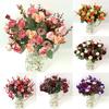 21 Head 1 Bouquet Artificial Rose Flower Leaf Concise Home Wedding Decoration