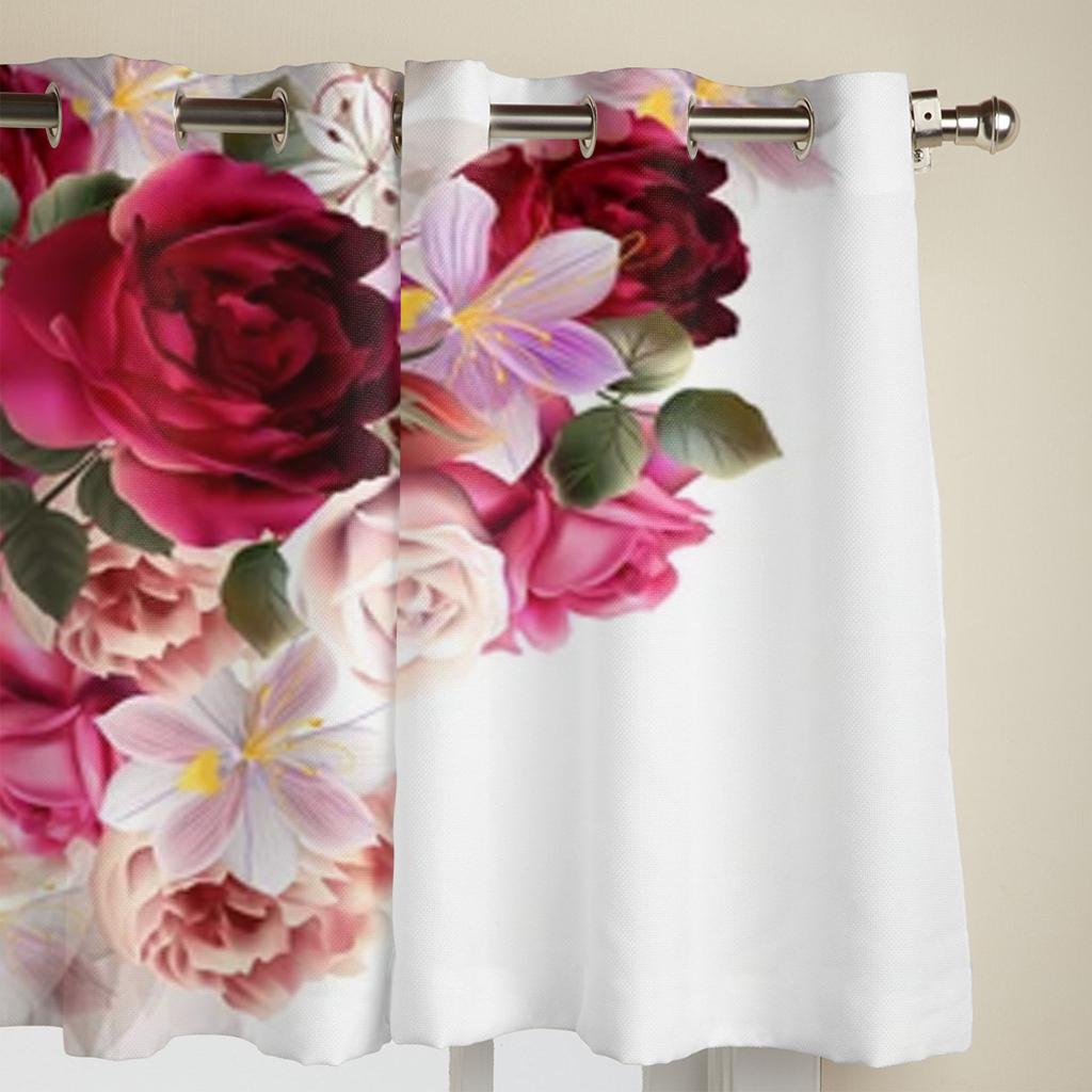 Красивые розы и цветы гиацинта, оконные шторы для гостиной, роскошный декор для спальни, занавески, кухонные оконные занавески
