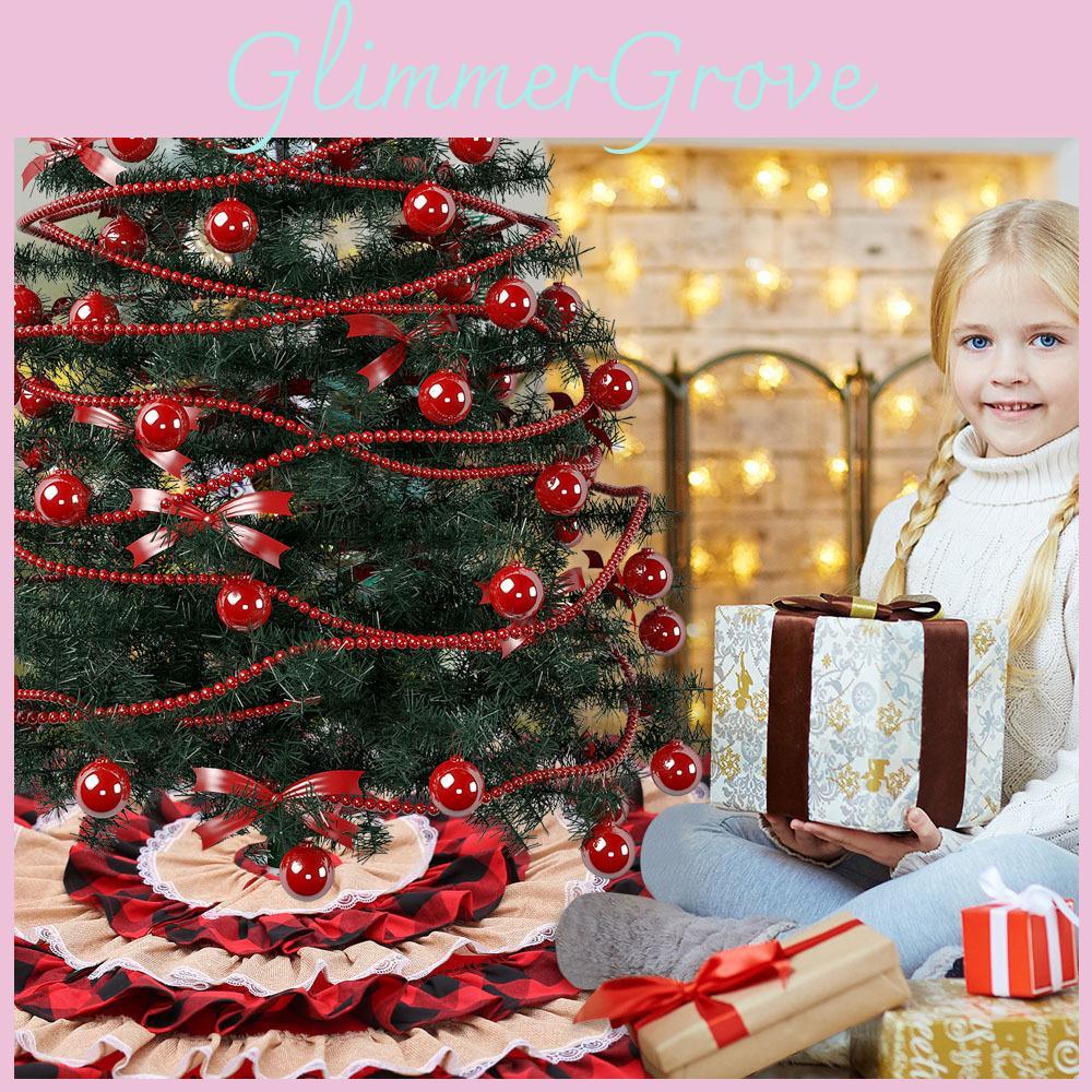 Luxurious Holiday Decoration Checked Burlap Cake Tree Skirt For Christmas 116cm