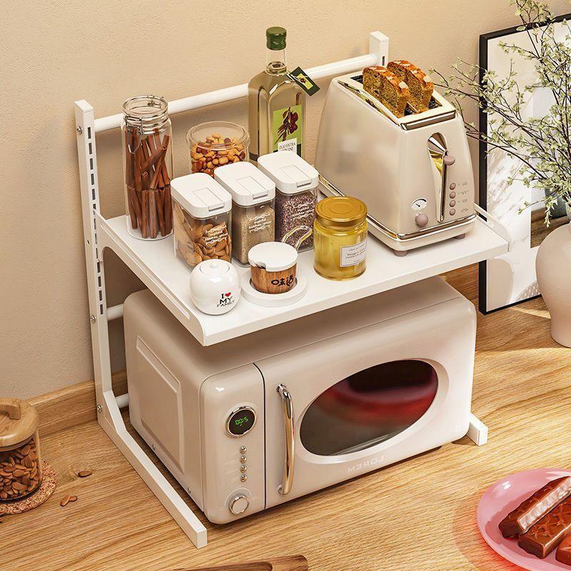 Кухонная выдвижная стойка для хранения микроволновой печи, бытовой органайзер для кухонной столешницы, шкафы для хранения кухонной утвари, регулируемая полка для специй