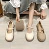 Soft Leather Mary Jane Shoes Women's Flat Shoes Summer 2025 New Little White Loafers with Skirts Gentle Small Leather Shoes