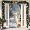 White Elk Linings For Christmas Doors Winter Snowy Scene Door Cover 2024 Xmas Outdoor Decoration Front Door 2025 New Year Decors
