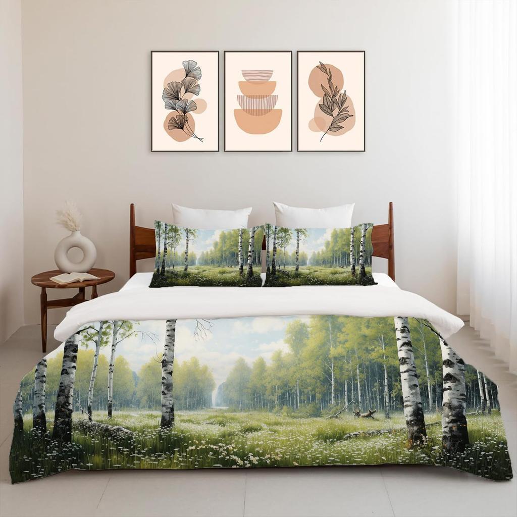 Forest Theme Three-Piece Quilt Cover 3D Digital Printing Bedding Set Bed Cover