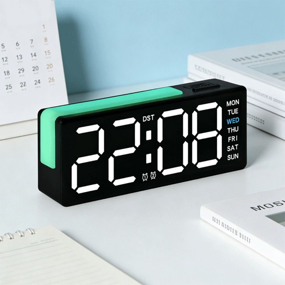 with Calendar Bedside Alarm Clock Temperature Electronic Digital Clocks LED Night Light Clock Home