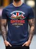 Мужская винтажная британская футболка времен Второй мировой войны со Spitfire Ретро-графика Военная авиация Хлопковая рубашка Тематические мероприятия Летний топ