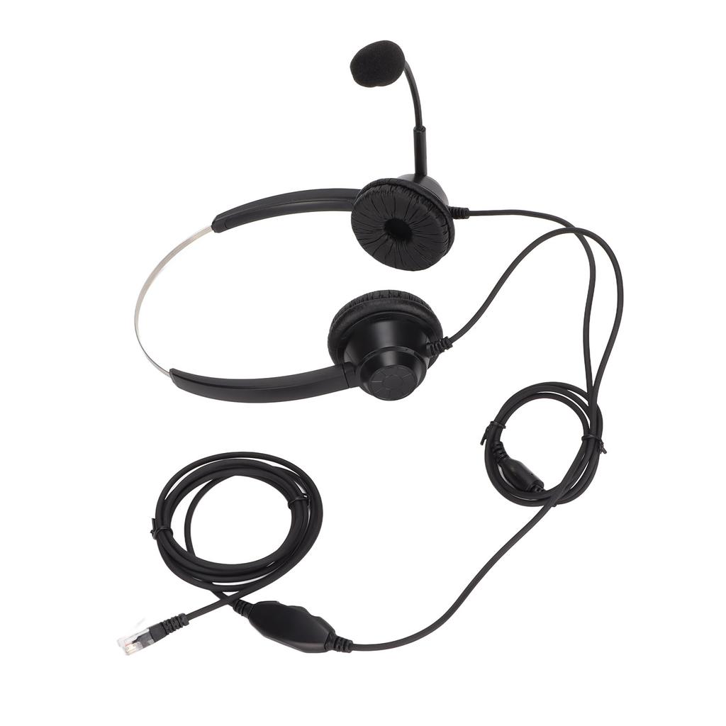 Customer Service Headset Noise Cancelling RJ9 Plug Binaural Wired Telephone Headphone with Mic for VOIP Phones