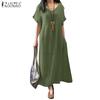 Women Casual V-neck Short Sleeve Loose Summer Dress