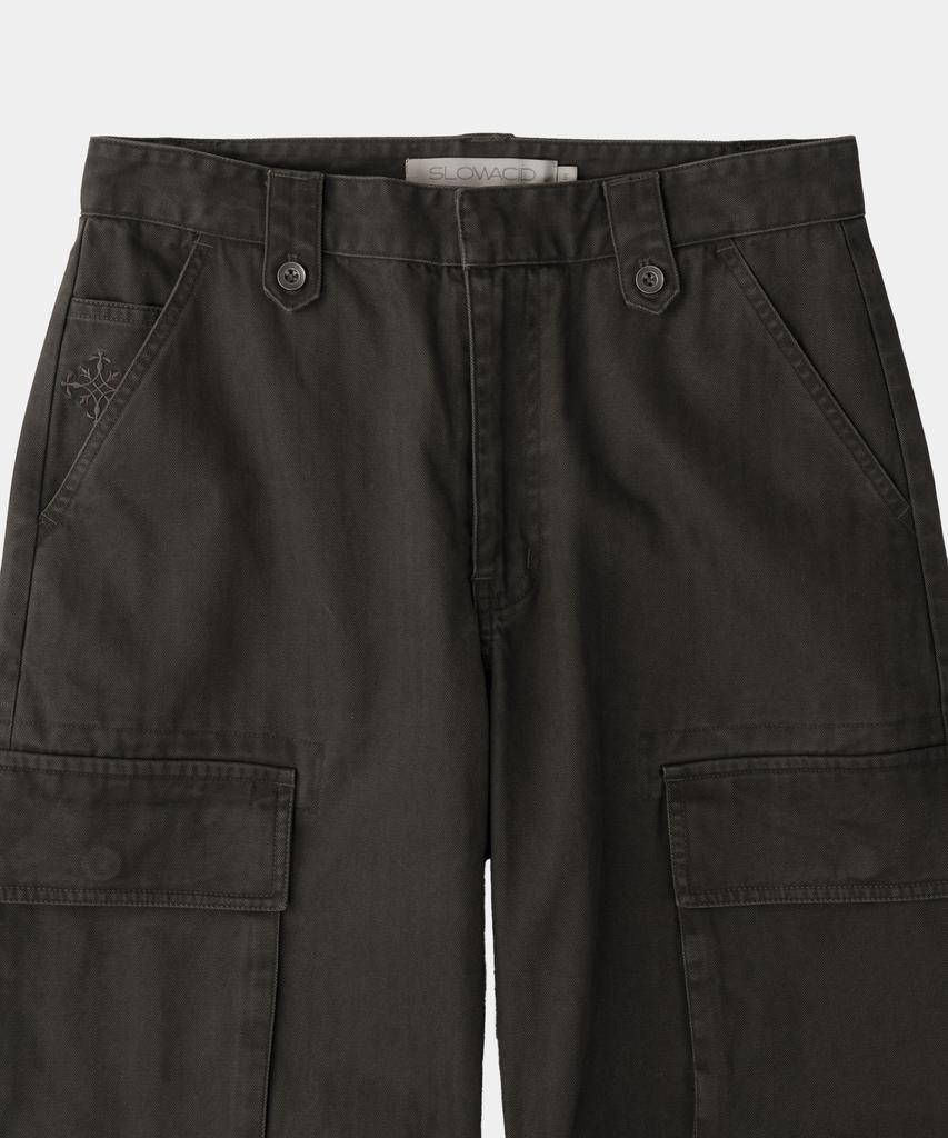 SLOWACID Washed Herringbone Cargo Pants [Charcoal]