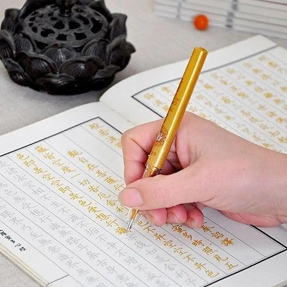 100/20 Pcs Large Capacity Glitter Gold Pen Refills 0.7mm Scripture Copying Penholder Art Drawing