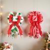 Christmas Tree Topper Bow Striped Print Xmas Wreath Gift Bow Christmas Home Indoor Outdoor Decoration