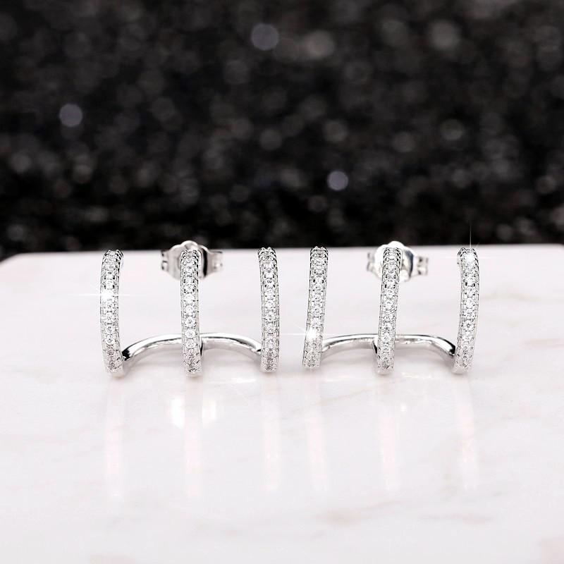 CAOSHI Trendy Simple Stud Earrings Female Fashion Girl Daily Jewelry with Dazzling Zirconia Silver Color Accessories for Women