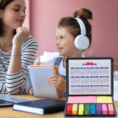 Настольный календарь с цветными липкими заметками, легко отклеивающимися, с сильной липкостью, календарь на 2024 год, липкий