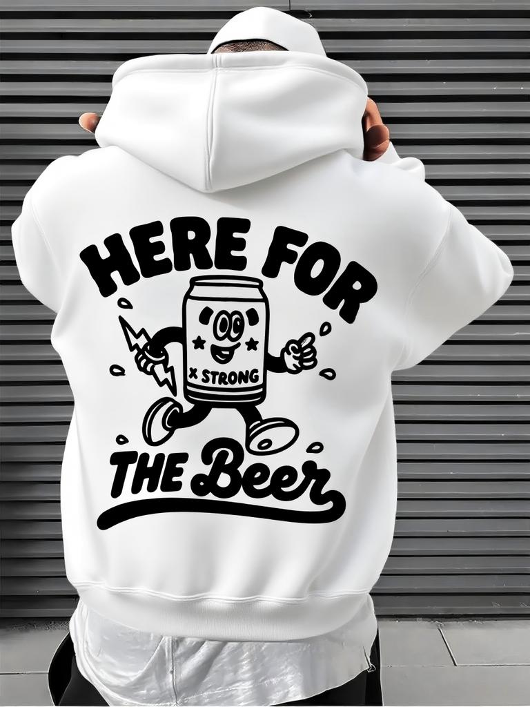 Fashionable Men's New Autumn Personalized Beer Theme Printed Soft and Comfortable Hoodie Outdoor Urban High Street Clothing