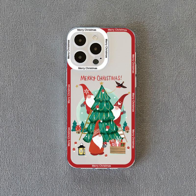 Новый год Рождество Санта-Клаус Прозрачный чехол для телефона для IPhone 15 Pro Max 14 13 12 11 Pro Max 15 14 7 8 Plus X XR XS Милый задний чехол