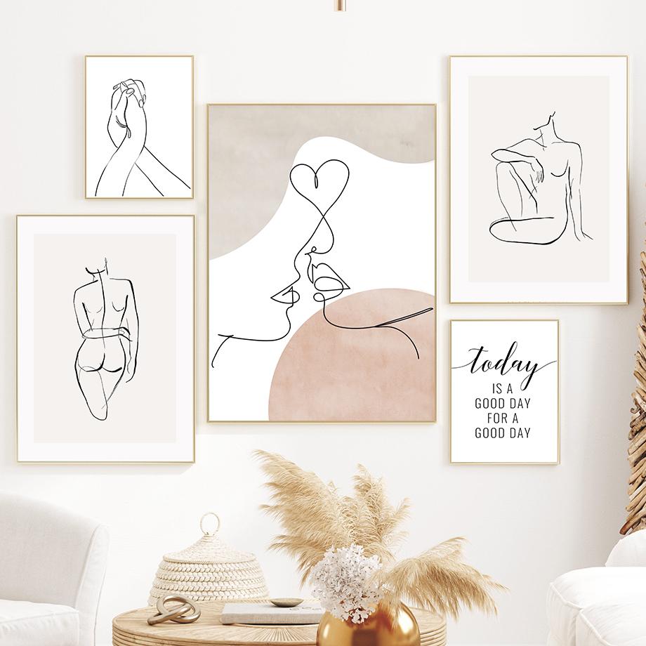 Настенное искусство, холст, современный минималистский стиль, шляпа, девушка, сердце, скандинавские постеры, живопись и принты, настенные панно для гостиной, дома
