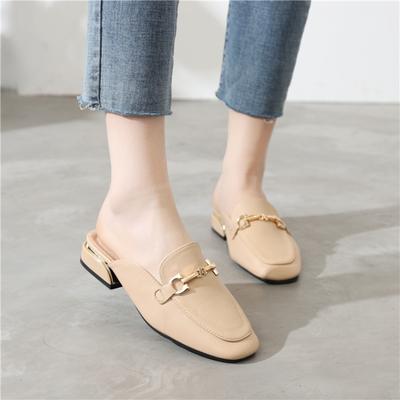 Новый стиль элегантные женские дизайнерские туфли с круглым носком из металла милые черные женские мюли пляжная обувь для улицы Zapatos Mujer