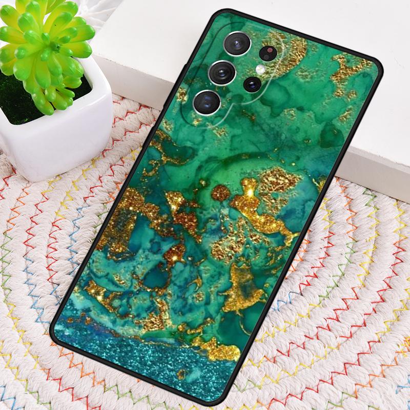Золотой Индиго Искусственный Малахит Силиконовый Чехол Для Телефона Для Samsung Galaxy note 10 pro S26 S25 S24 S23 S22 S21 Plus S25Ultra Capa Чехол